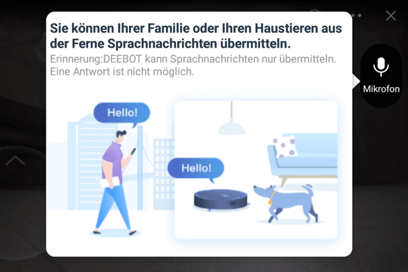 Erklärung der Sprachfunktion des Videomanagers der Handy-App des Deebot OZMO T8 AIVI